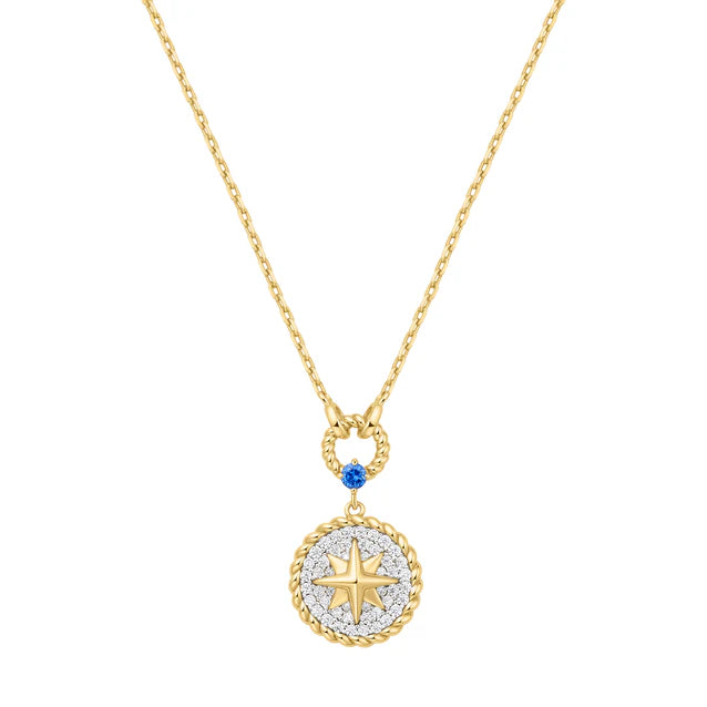 TWO-TONE EIGHT-POINTED STAR SIGNET NECKLACE