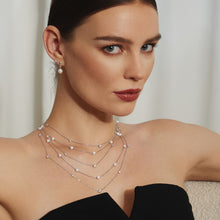 Load image into Gallery viewer, SILVER SHELL PEARL STATION CHAIN NECKLACE
