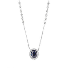 Load image into Gallery viewer, Oval Blue Sapphire Diamonfire Zirconia Necklace N4495
