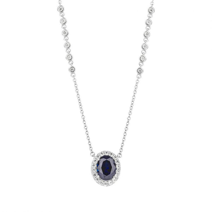 Oval Blue Sapphire Diamonfire Zirconia Necklace N4495