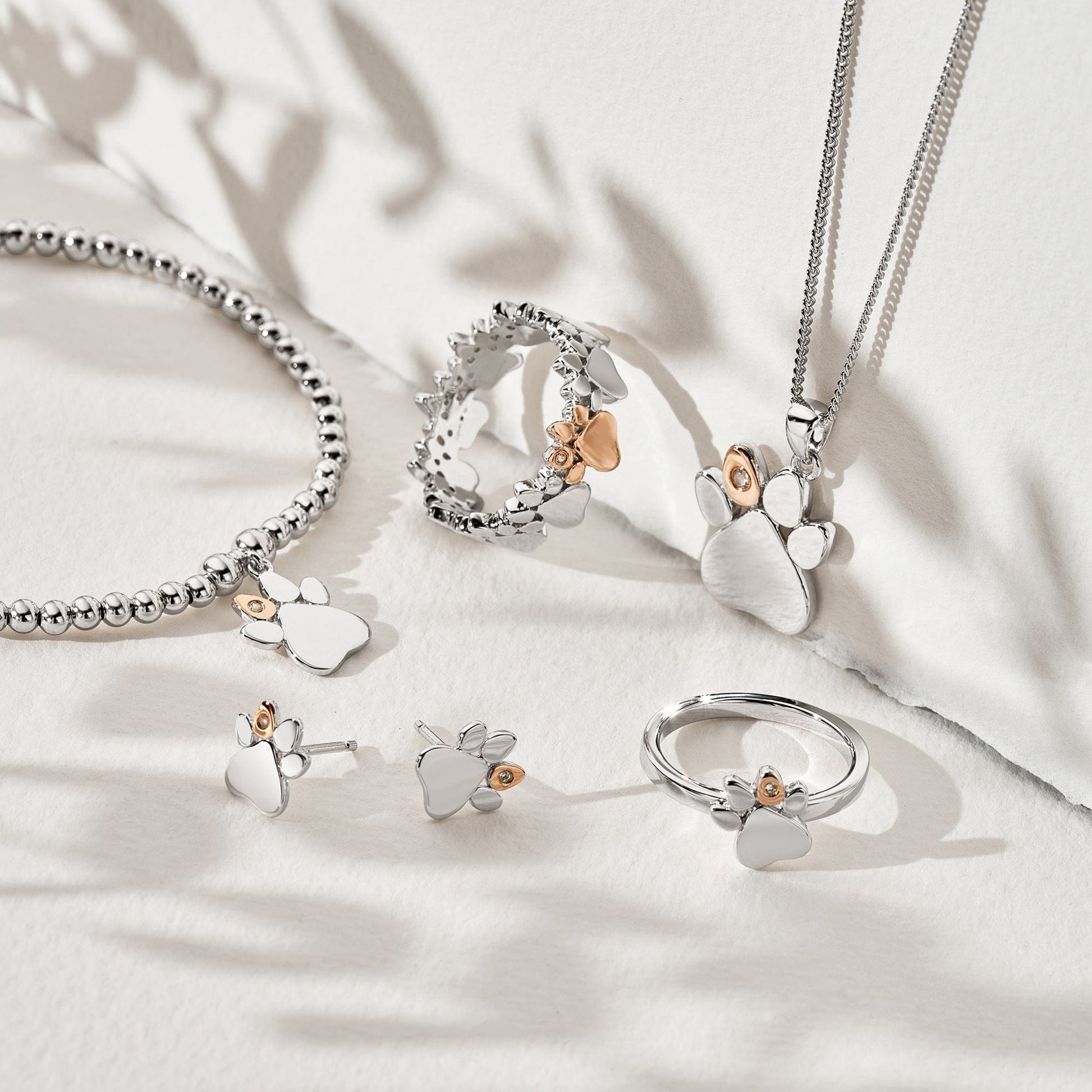 Clogau® Paw Prints Sterling Silver Multi-Paw Ring with Topaz