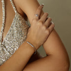 SILVER PAVE MULTI BEADED CHAIN BRACELET