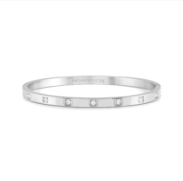 PRETTY BANGLES bracelet in steel and SQUARE CZ