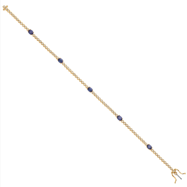 9ct Yellow Gold Sapphire 1.15ct & Diamond 0.37ct Bracelet