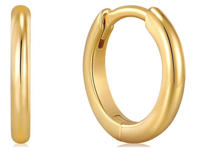 Gold Smooth Mini Huggie Hoop Earrings E035-14G