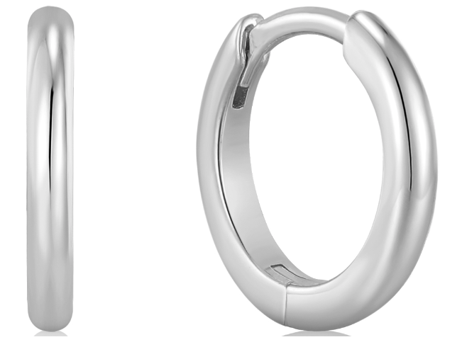 Silver Smooth Mini Huggie Hoop Earrings E035-14H