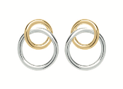 Silver and Gold Double circle Earrings ME-613GO