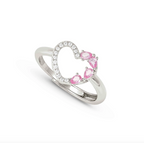 SHINE ME UP ring in 925 silver and cubic zirconia White/Pink Heart