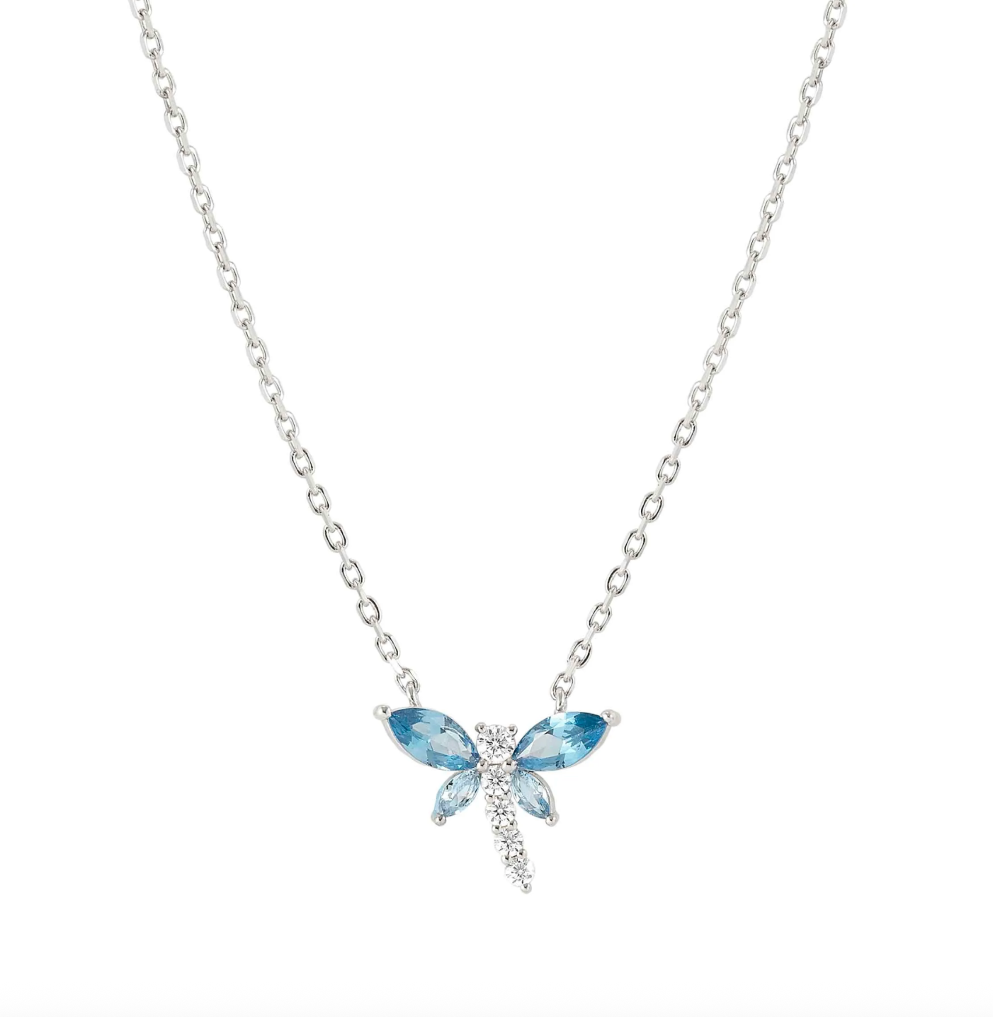 SHINE ME UP necklace in 925 silver and cubic zirconia White/Light Blue Dragonfly