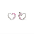SHINE ME UP earrings in 925 silver and cubic zirconia White/Pink Heart