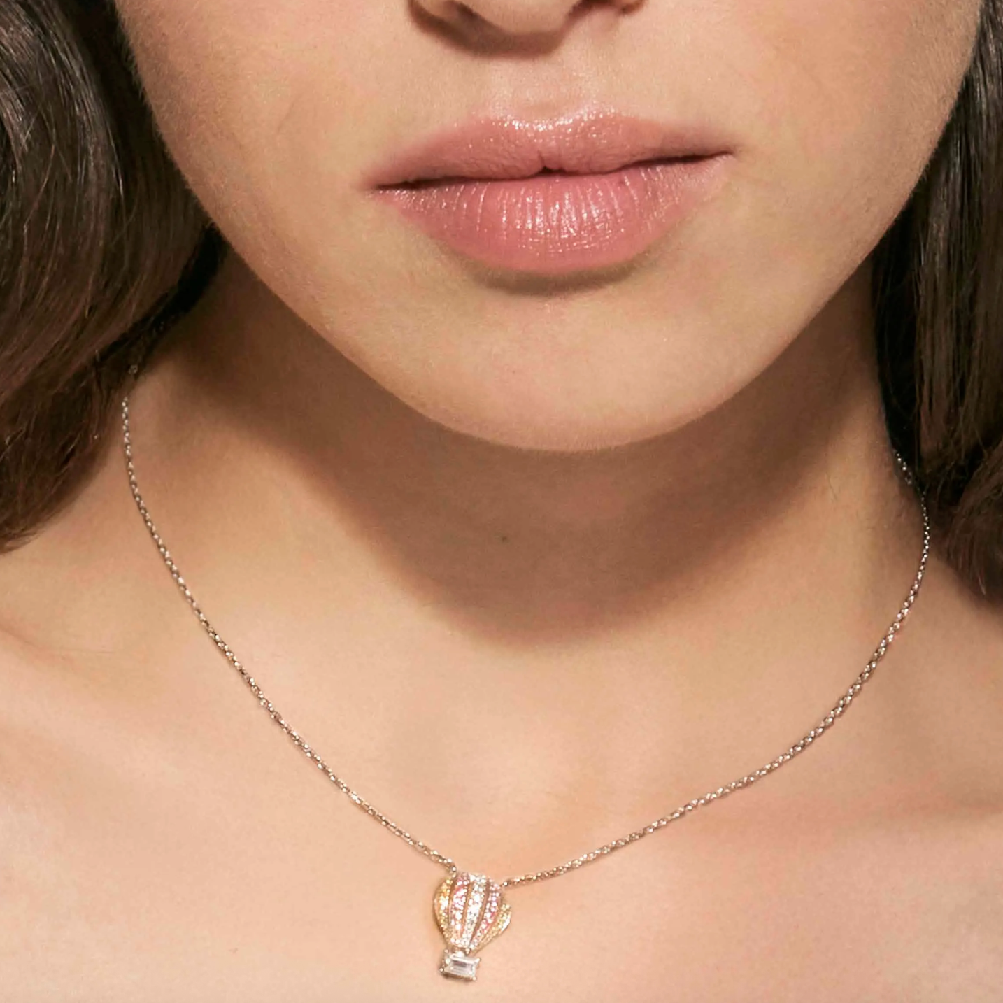 Shine Me Up necklace, Hot Air Balloon, coloured CZ