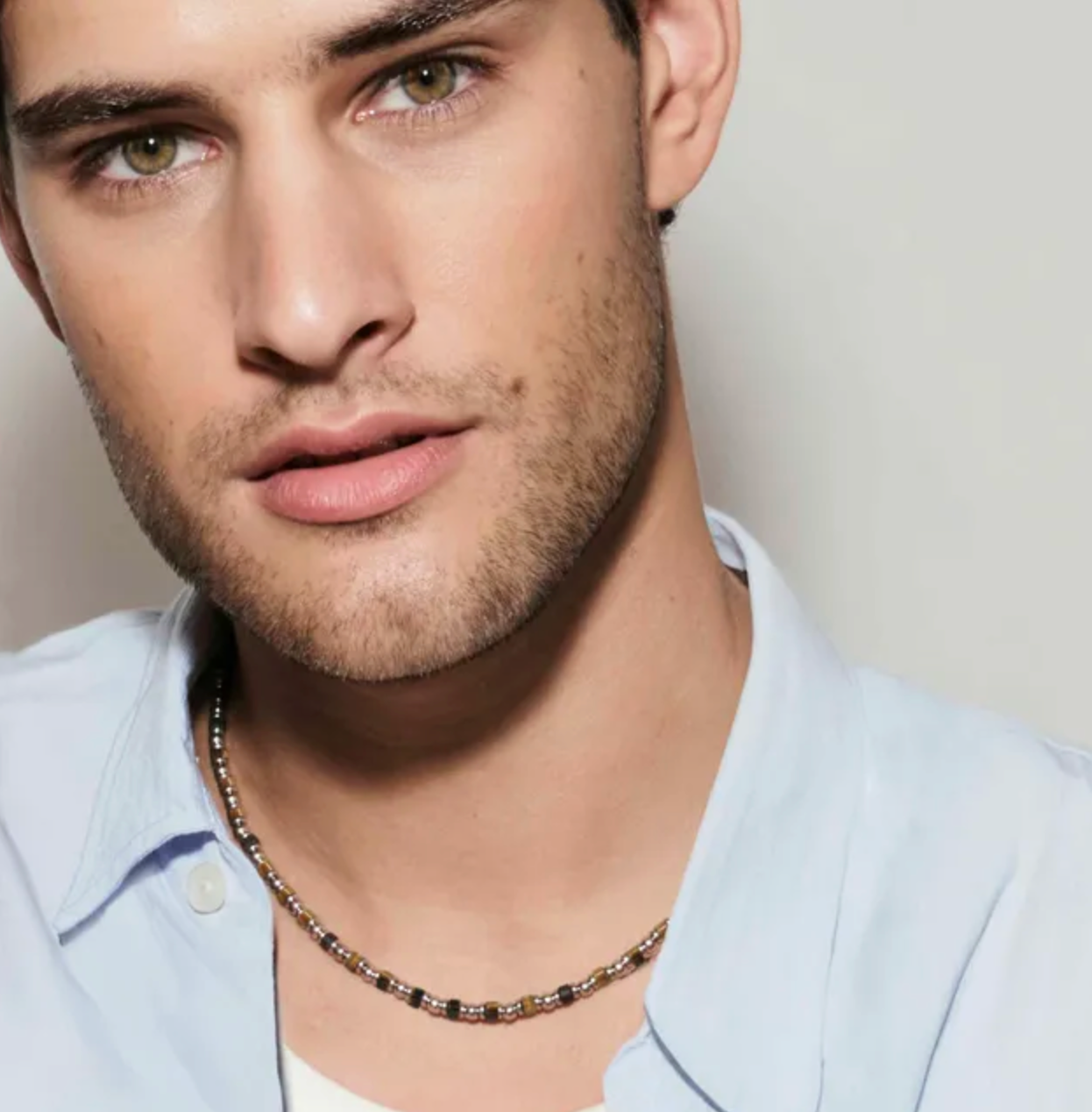 INSTINCTSTYLE Sea Edition necklaces in steel and natural stones TIGER EYE AND LAVA STONE