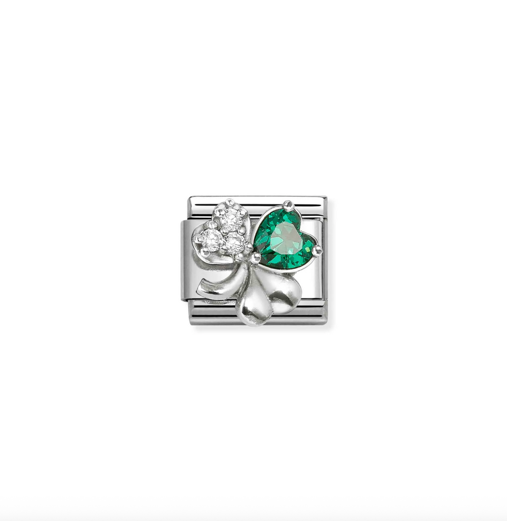 Nomination Silver CZ Green Clover
