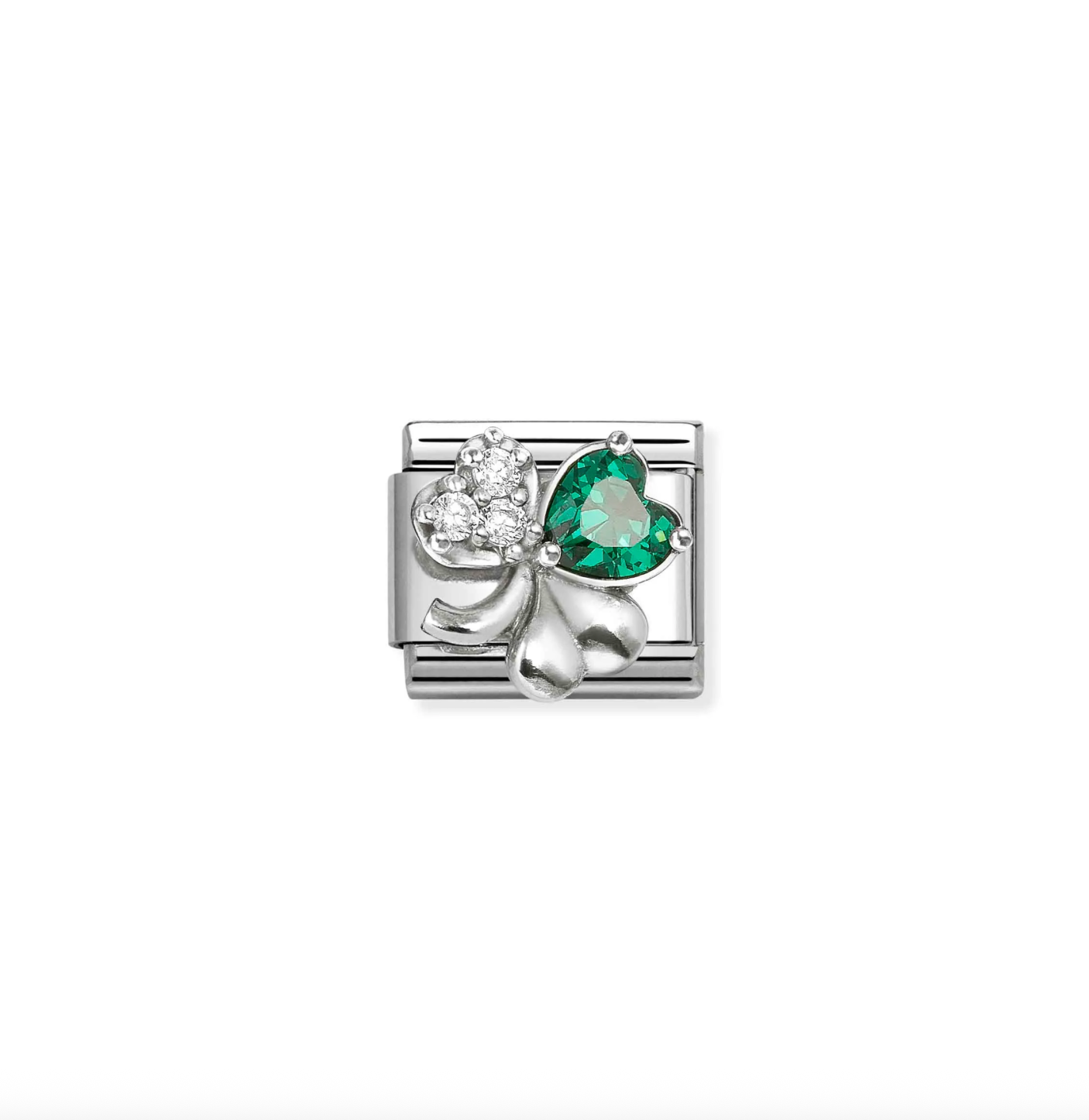 Nomination Silver CZ Green Clover