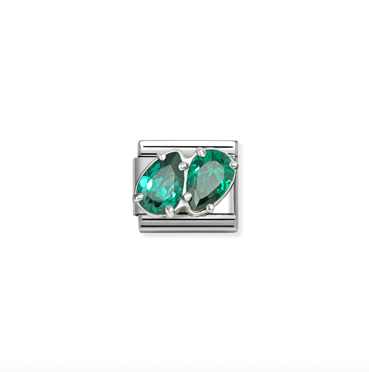 Nomination Silver CZ Green double drops