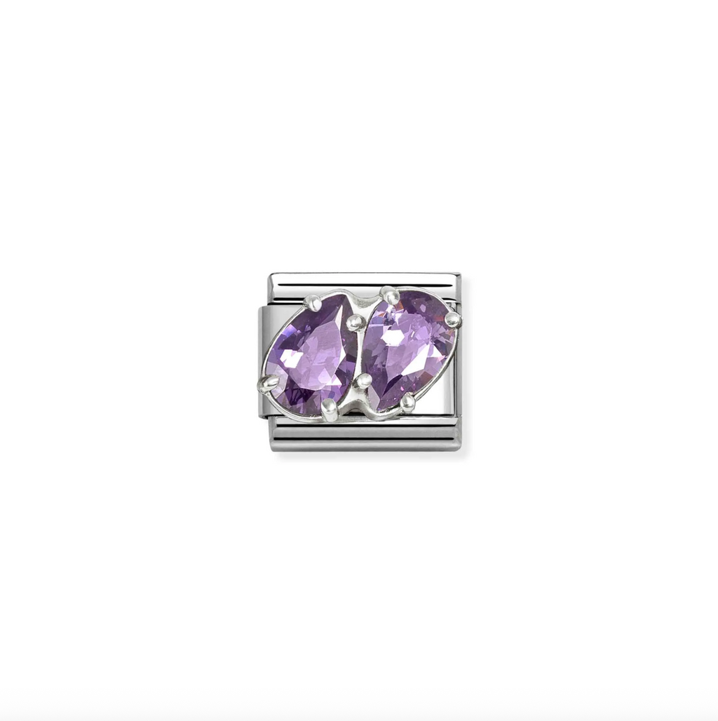 Nomination Silver CZ Purple double drops