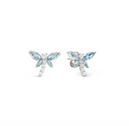 Shine Me Up Earrings 925 Silver & CZ White & Light Blue Dragonfly