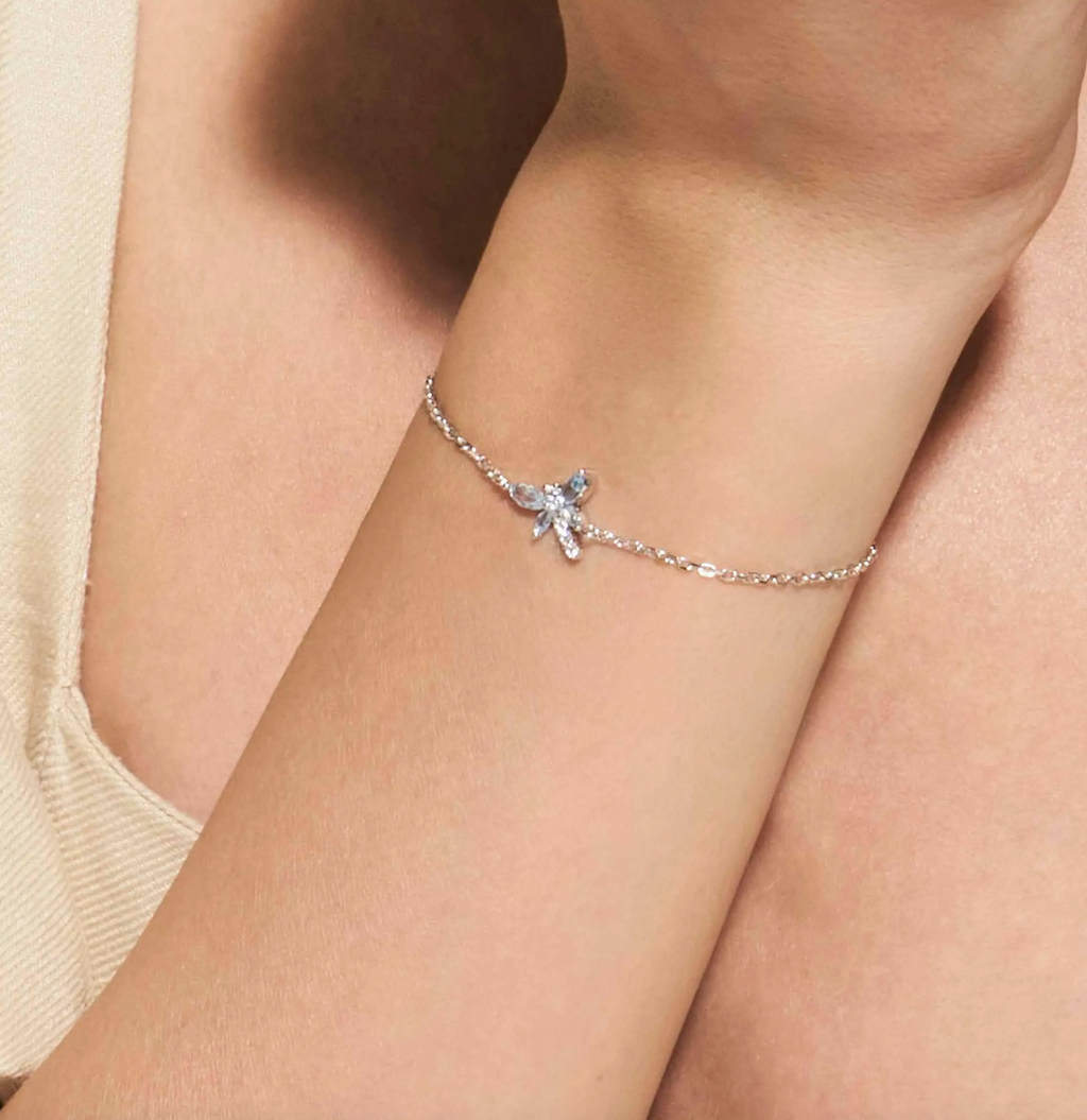 SHINE ME UP bracelet in 925 silver and cubic zirconia Blue Dragonfly Bracelet