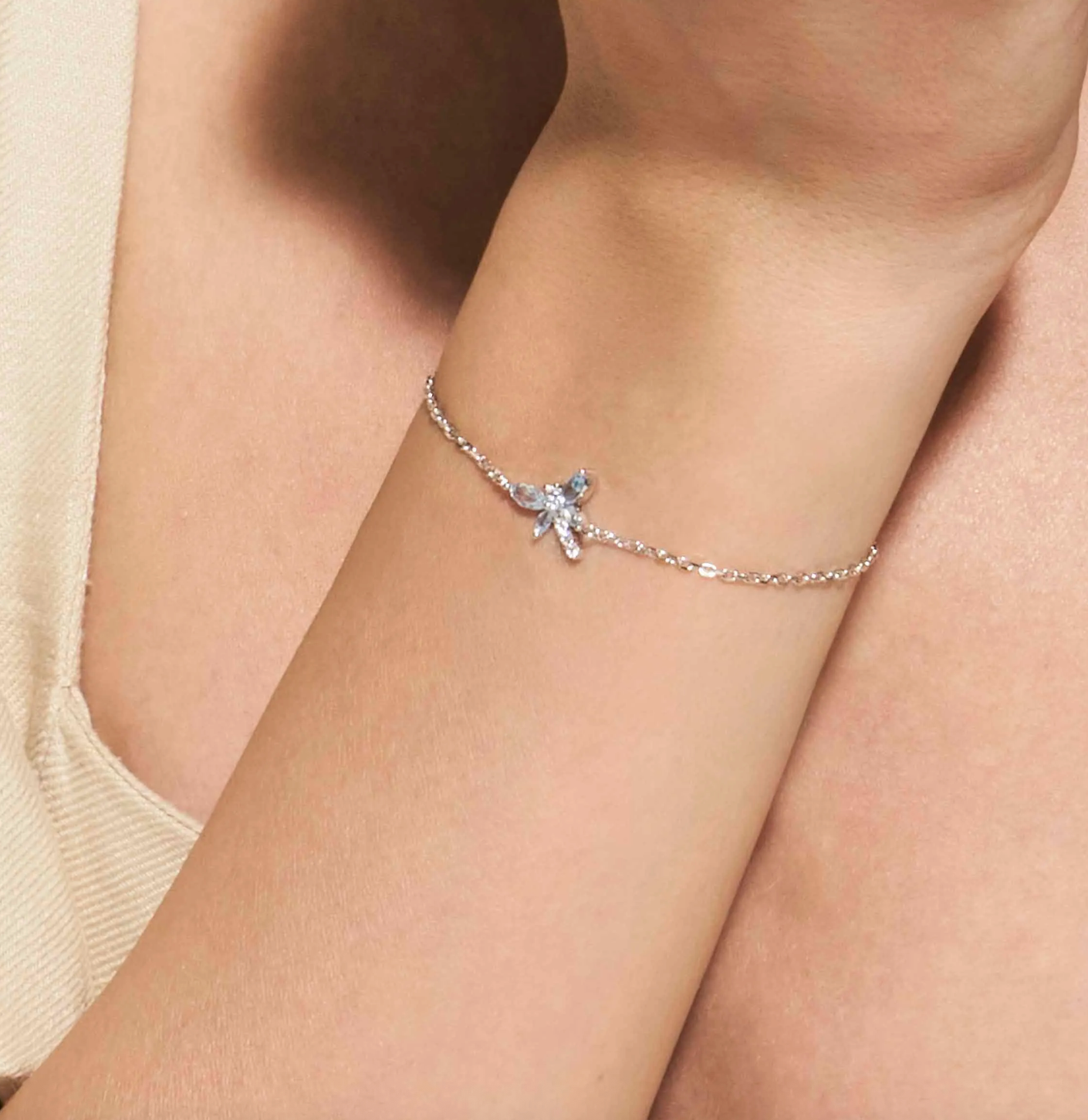 SHINE ME UP bracelet in 925 silver and cubic zirconia Blue Dragonfly Bracelet