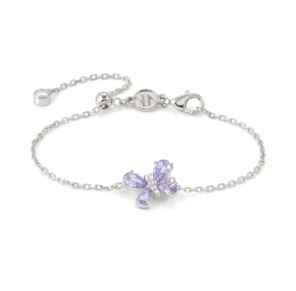 SHINE ME UP bracelet in 925 silver and cubic zirconia White/Lilac Butterfly