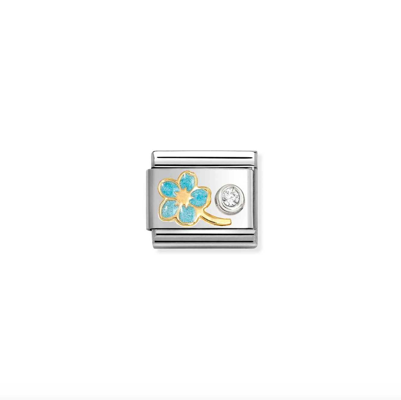 Nomination Classic Myosotis Flower Light Blue cz White Charm