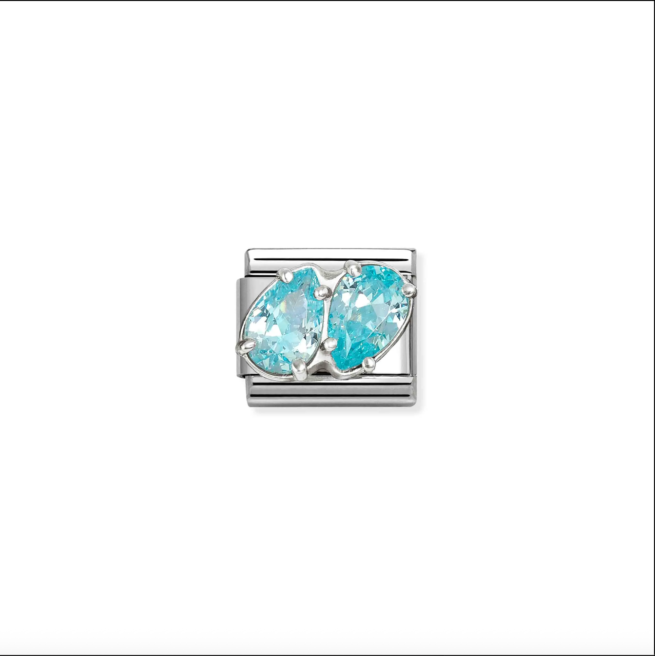 Nomination Silver CZ Light Blue double drops
