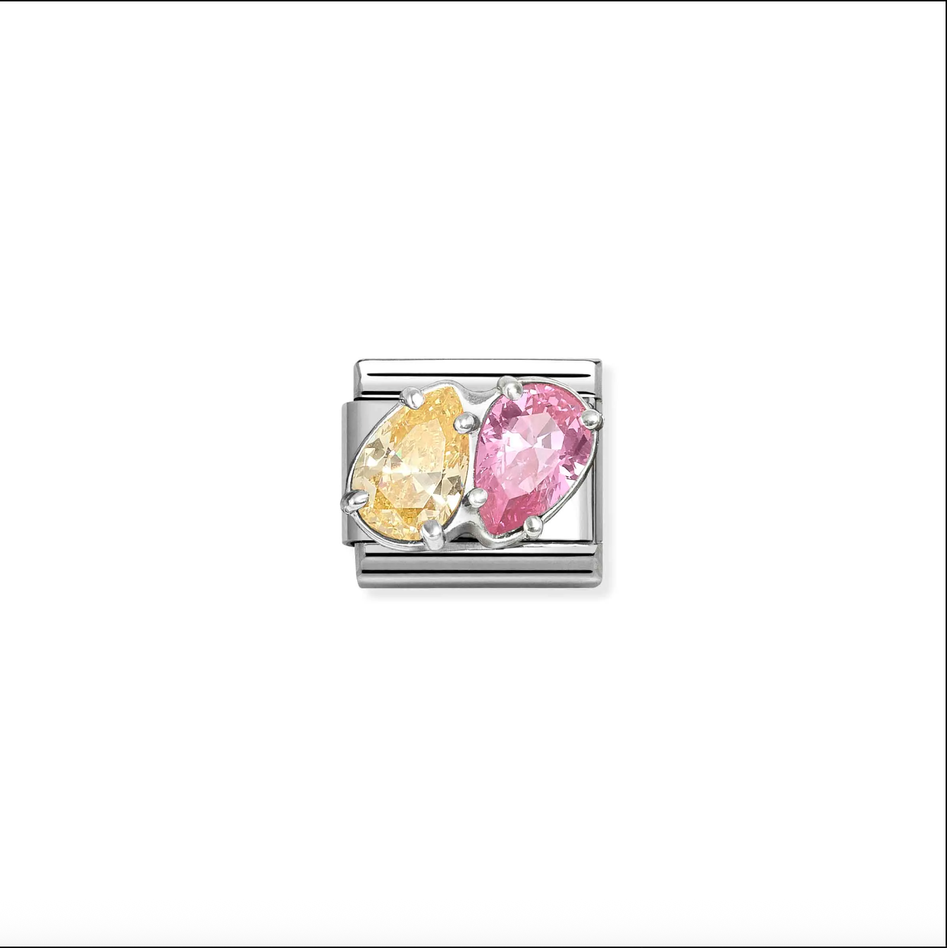 Nomination Silver CZ Yellow-Pink double drops