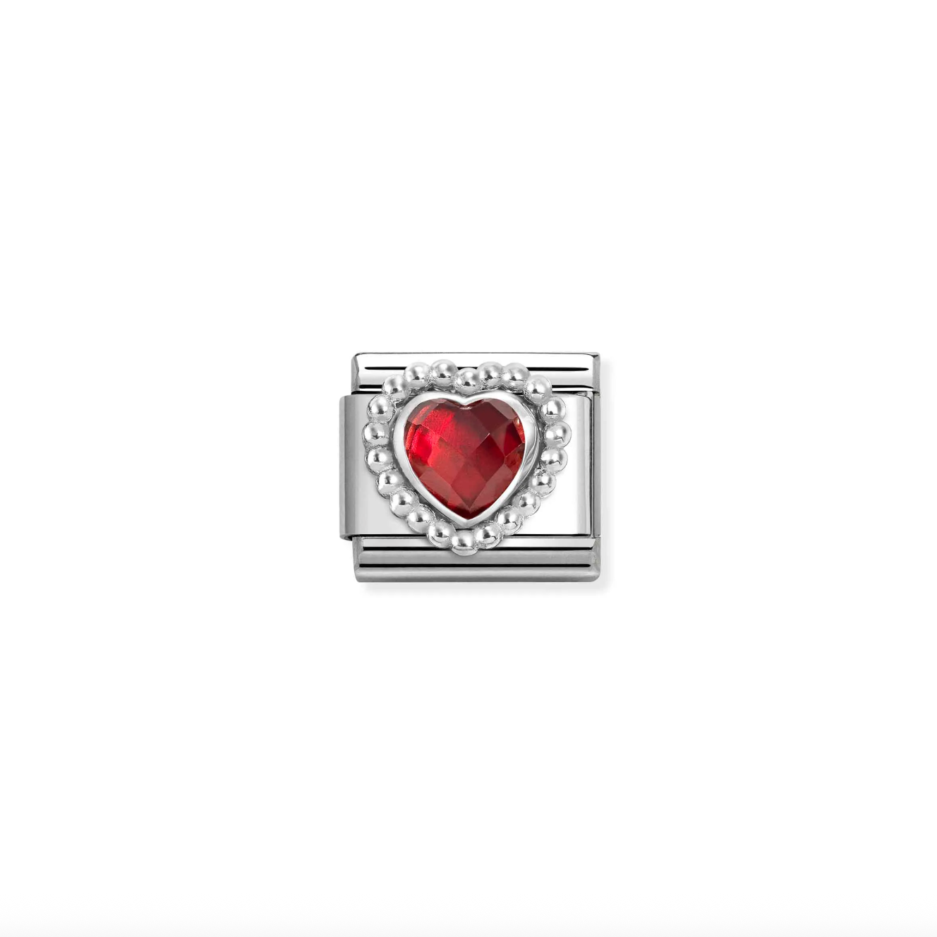 Nomination Classic Silver Dots Rich Faceted Red Heart Charm