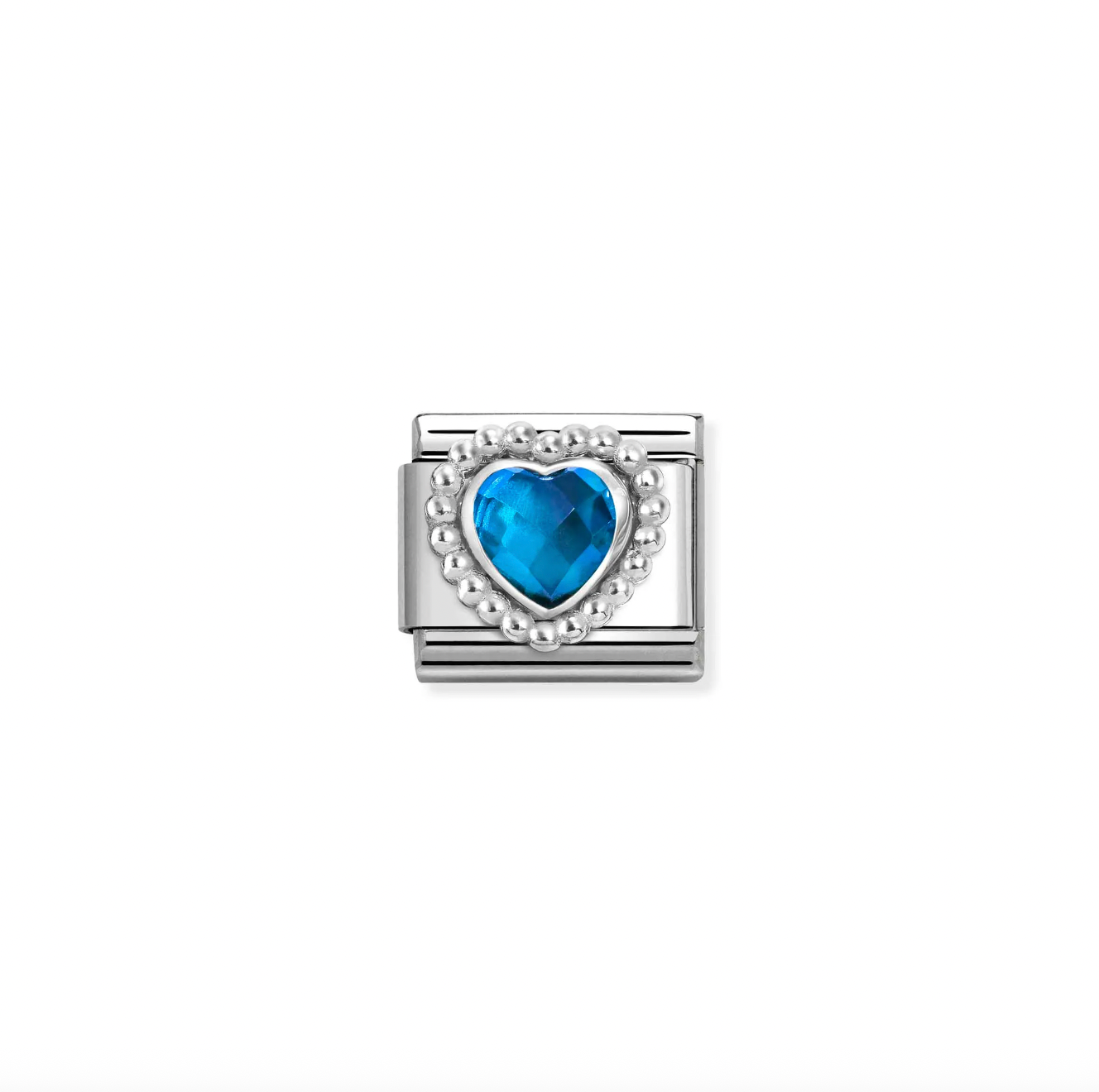 Nomination Classic Silver Dots Rich Faceted Blue Heart Charm