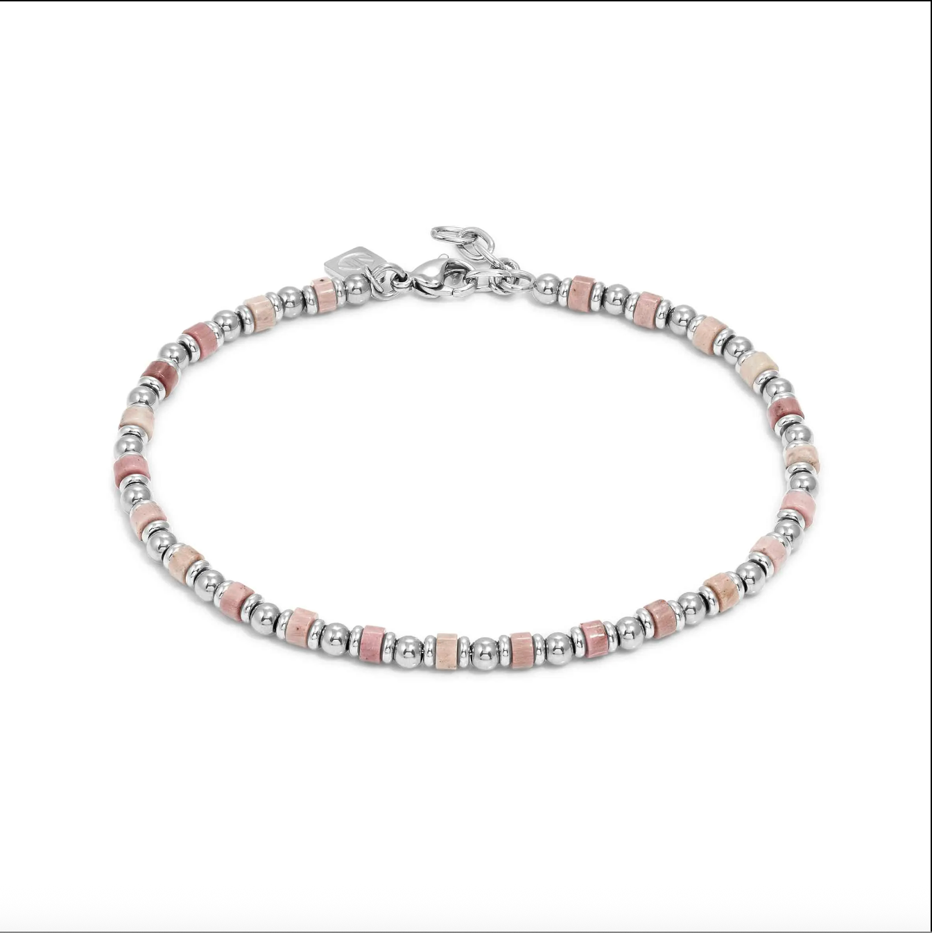 INSTINCTSTYLE Sea Edition anklets in steel and natural stones Pink Jade