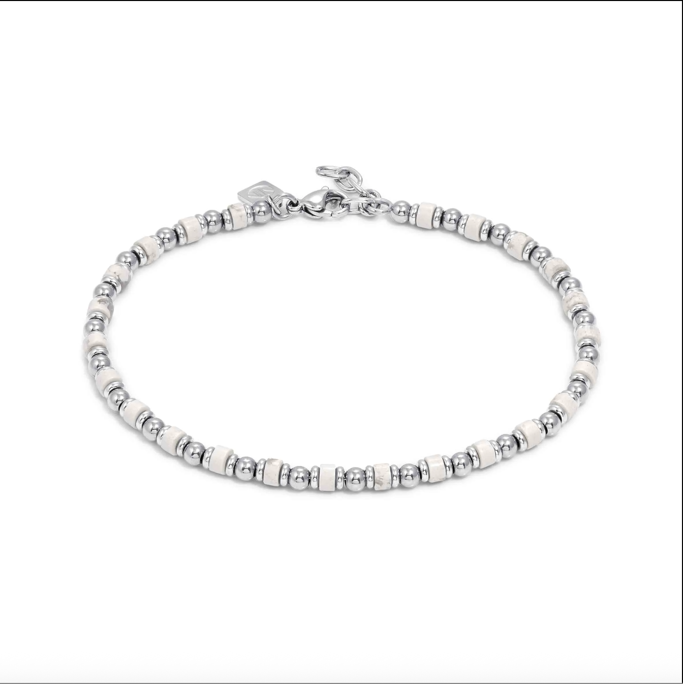 INSTINCTSTYLE Sea Edition anklets in steel and natural stones White Turquoise