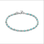 INSTINCTSTYLE Sea Edition anklets in steel and natural stones TURQUOISE