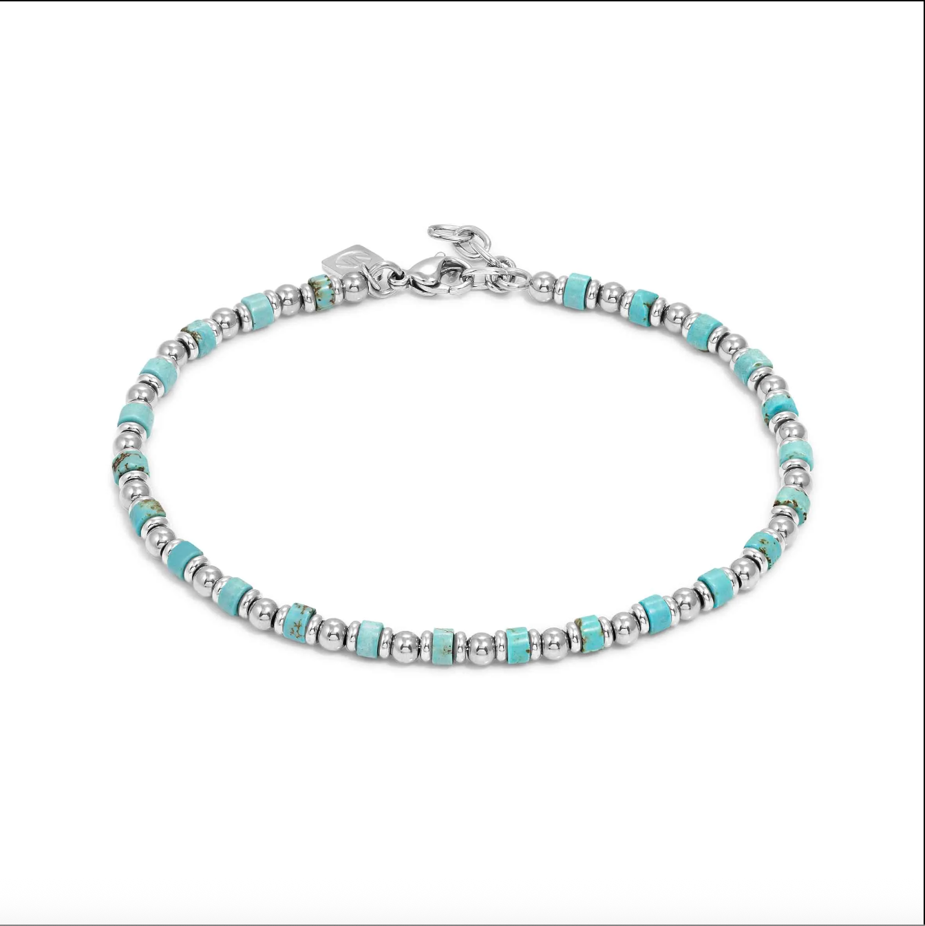 INSTINCTSTYLE Sea Edition anklets in steel and natural stones TURQUOISE