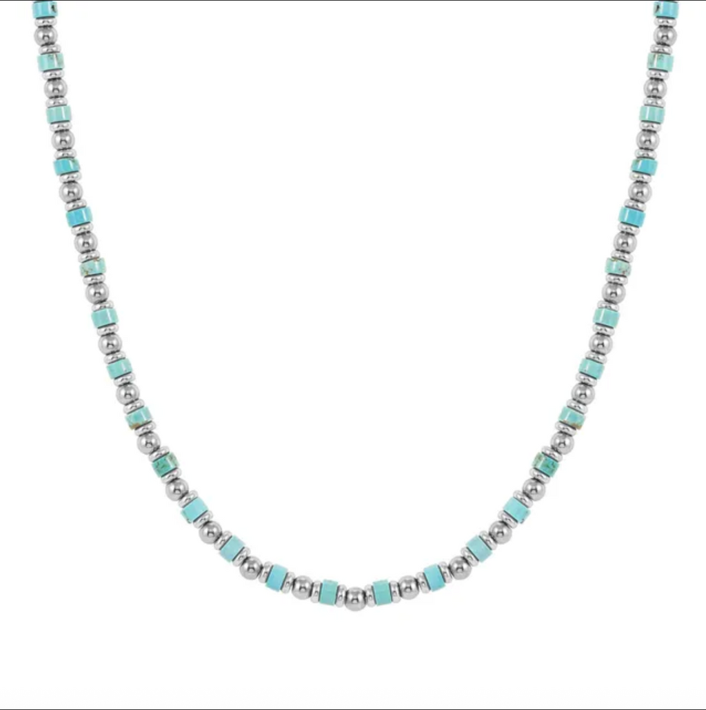 INSTINCTSTYLE Sea Edition necklaces in steel and natural stones Turquoise