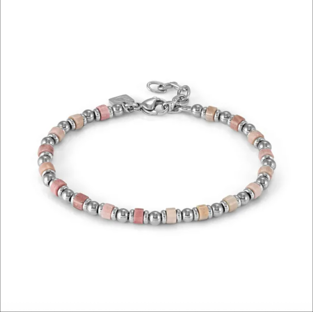 INSTINCTSTYLE Sea Edition bracelet in steel and natural stones Pink Jade