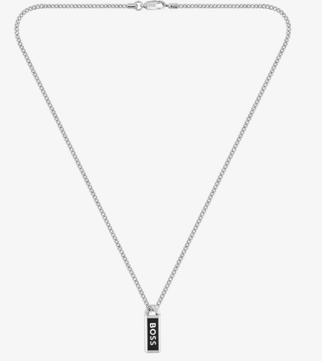 Mens BOSS Necklace With Logo Plate