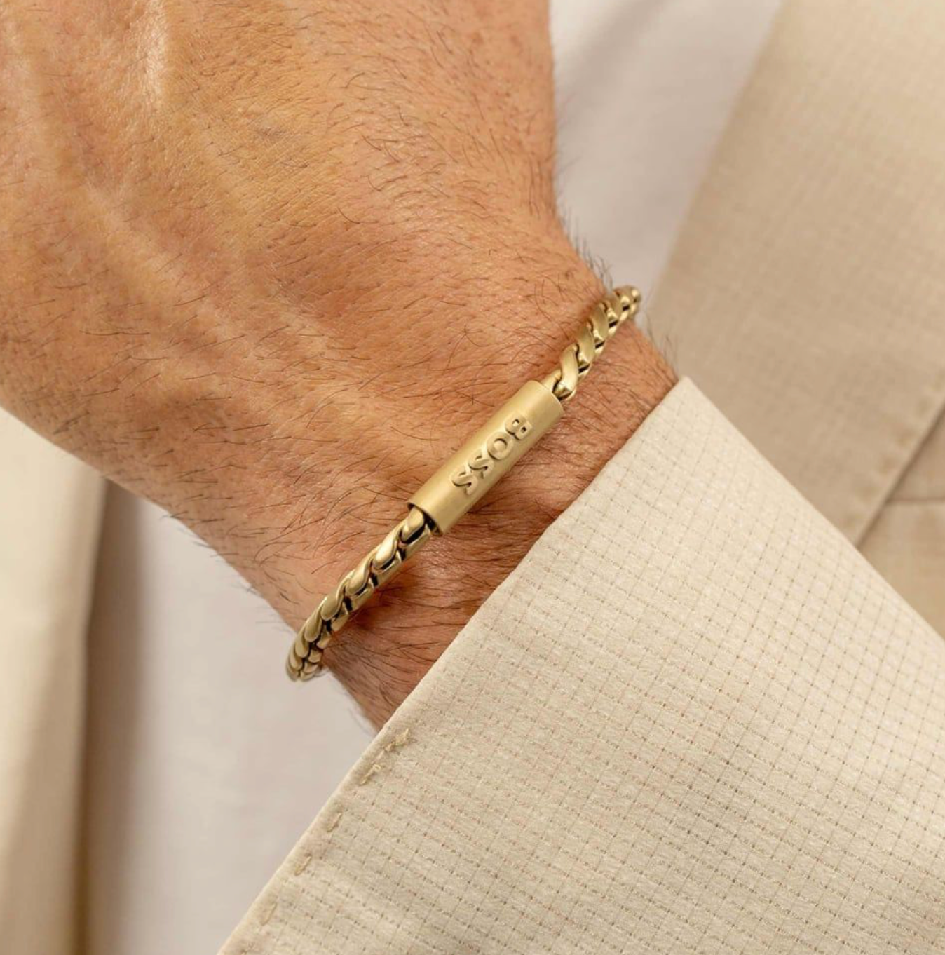 Mens BOSS Doran Yellow Gold-Tone Bracelet