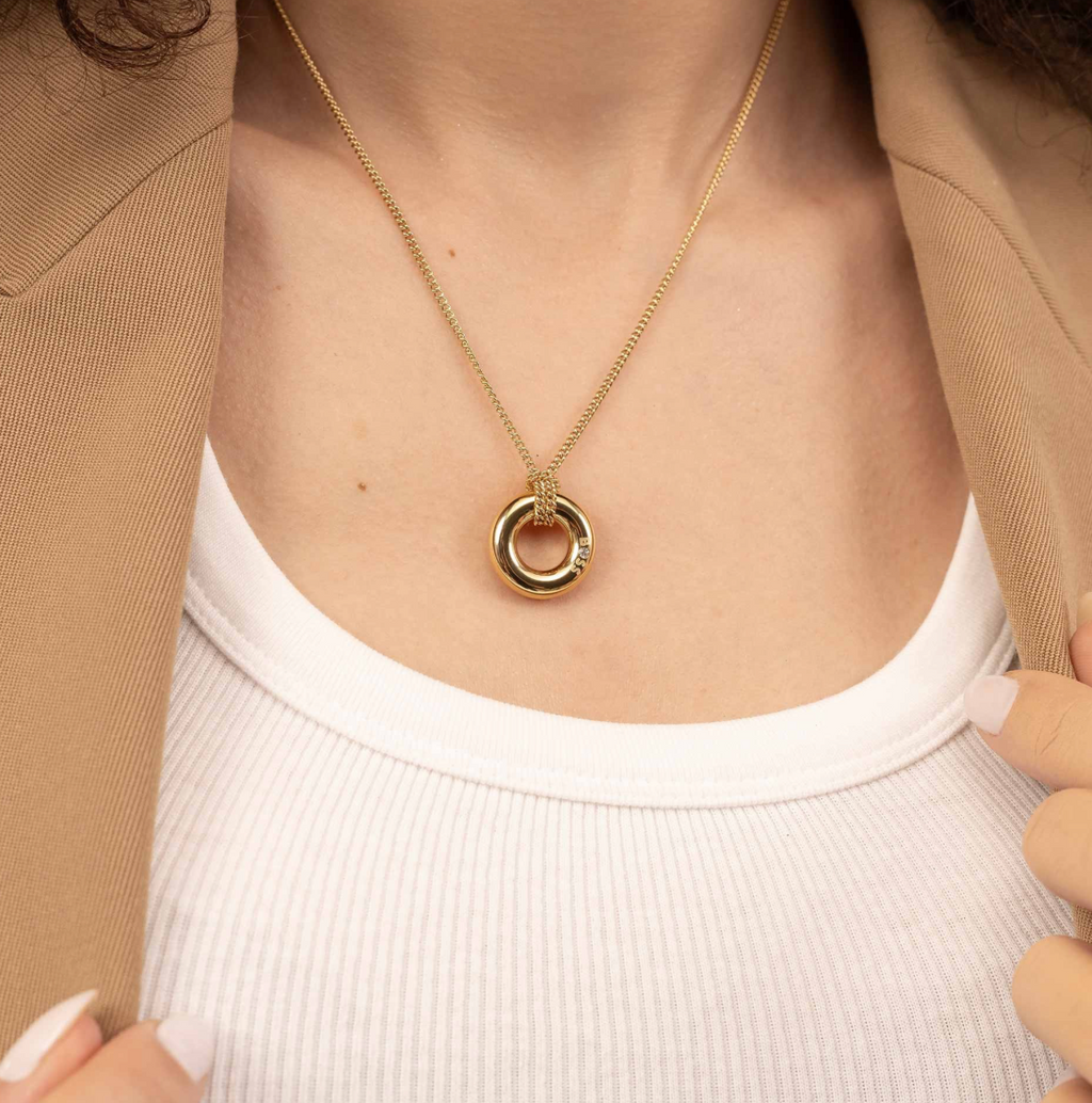 Ladies BOSS Gold-Tone Necklace With Logo Hoop