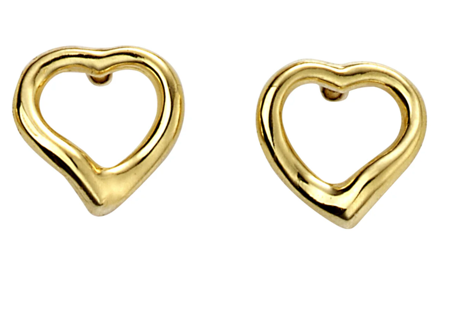 Yellow Small Open Heart Stud Earrings