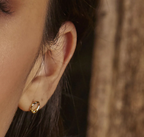 Yellow Small Open Heart Stud Earrings