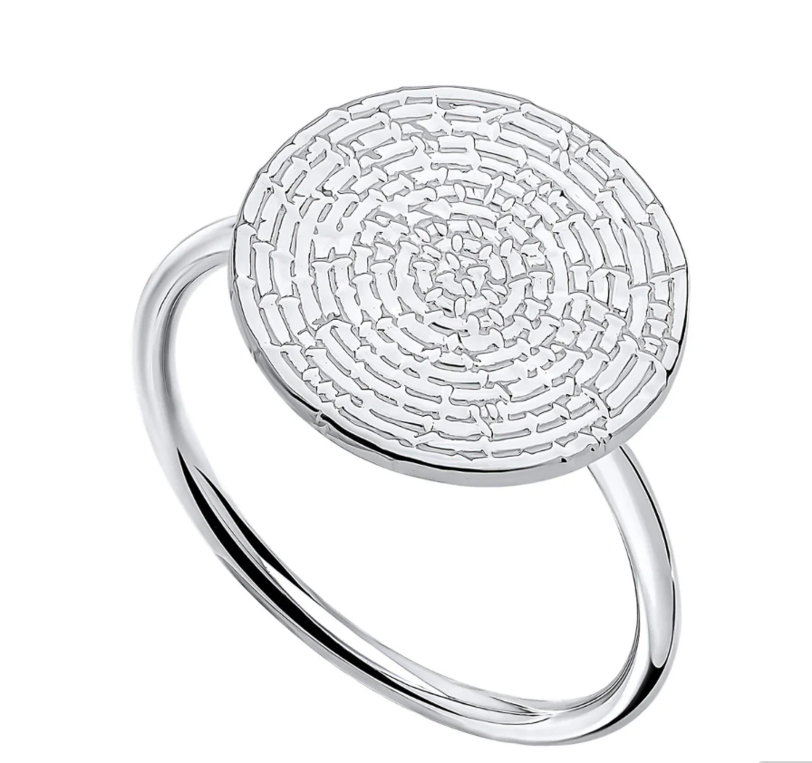 Ripple Texture Round Disc Ring