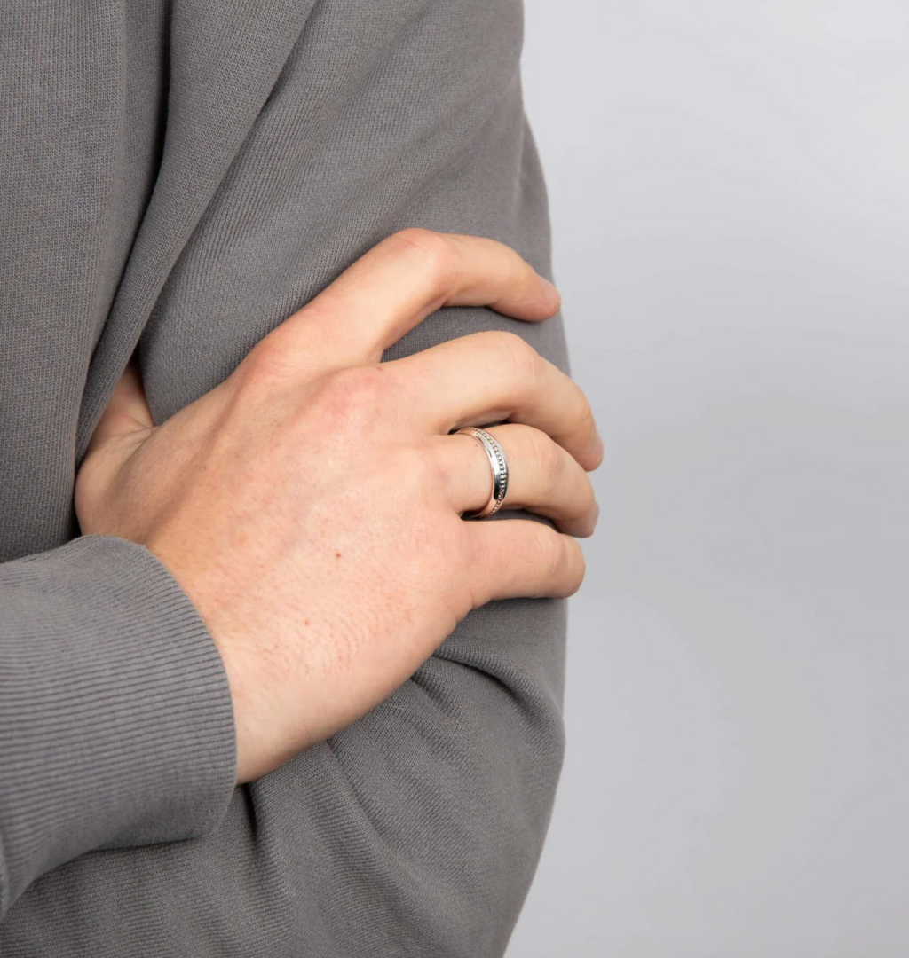 Oxidised Inset Pattern Ring