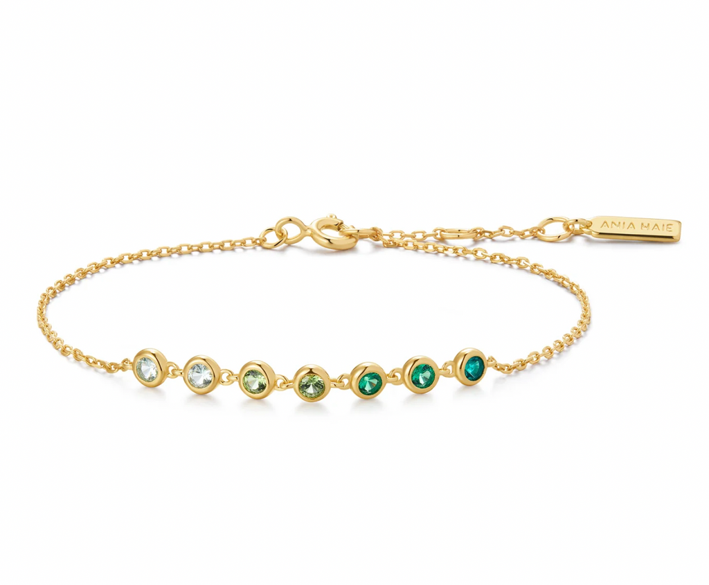 Gold Green Station Bracelet
