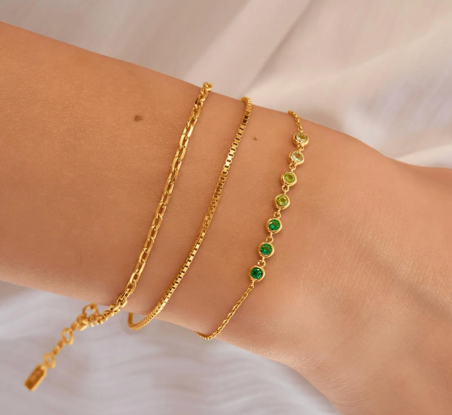 Gold Green Station Bracelet
