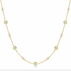 Gold Mint Green Station Necklace