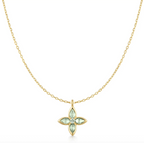 Gold Mint Green Lucky Clover Necklace