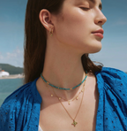 Gold Mint Green Lucky Clover Necklace