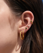 Gold Green Stud Earrings