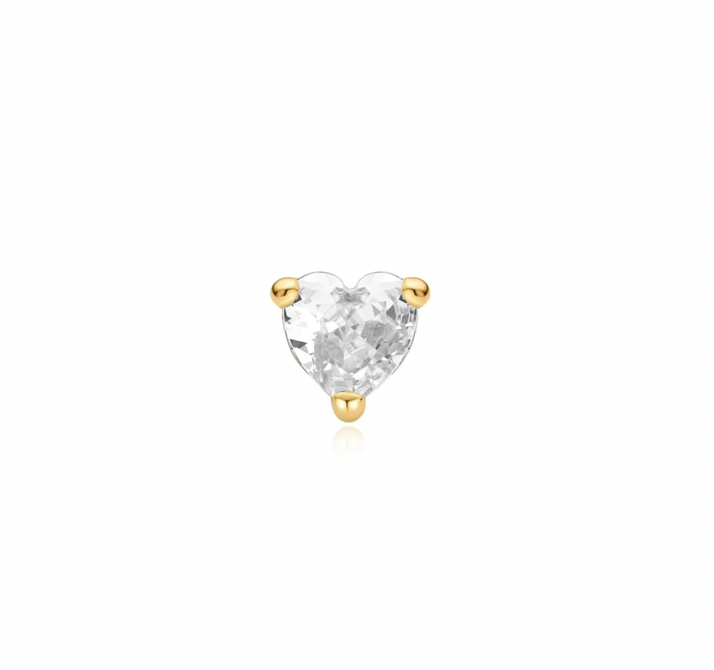 Gold Heart Barbell Single Earring