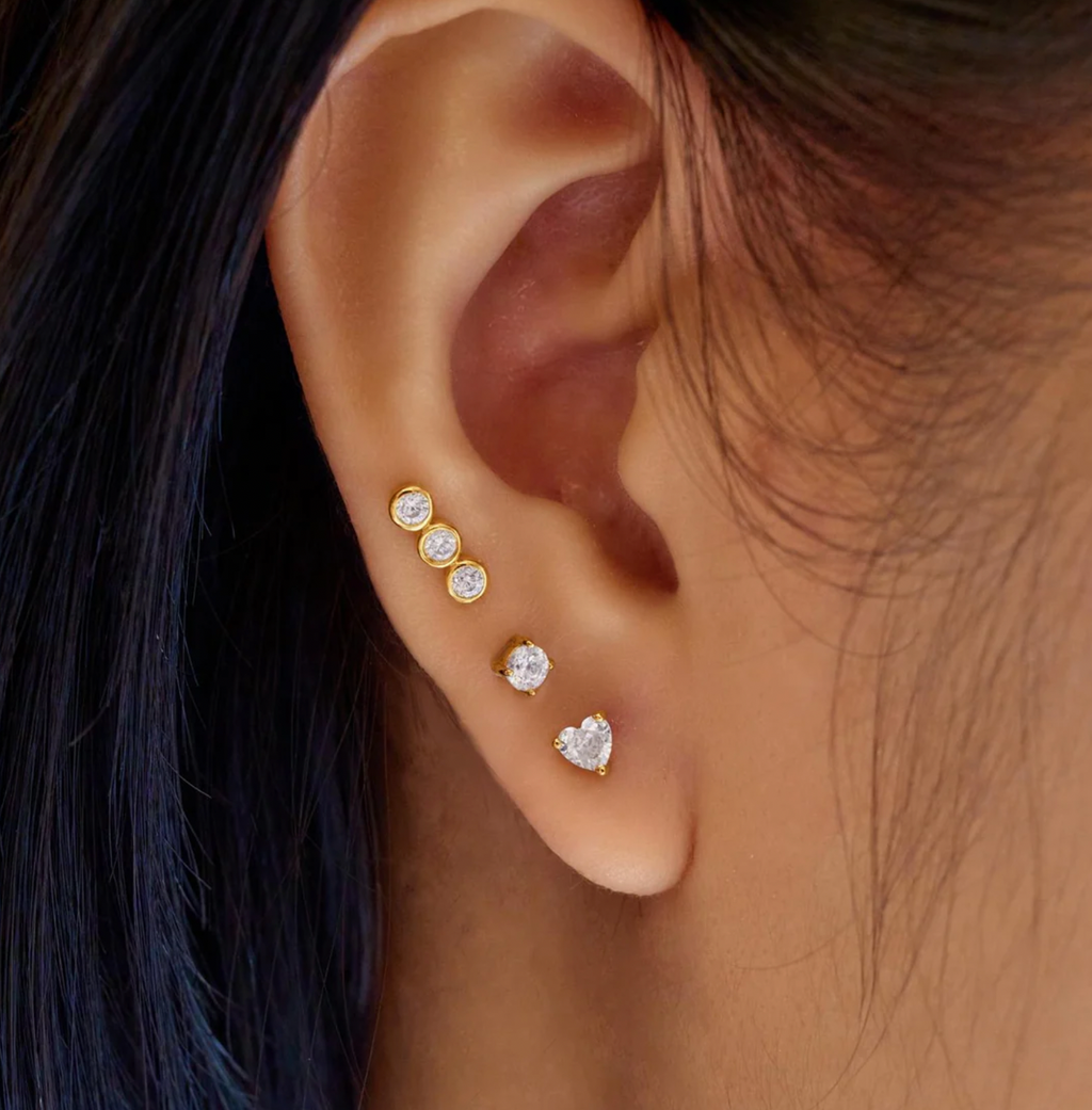 Gold Heart Barbell Single Earring